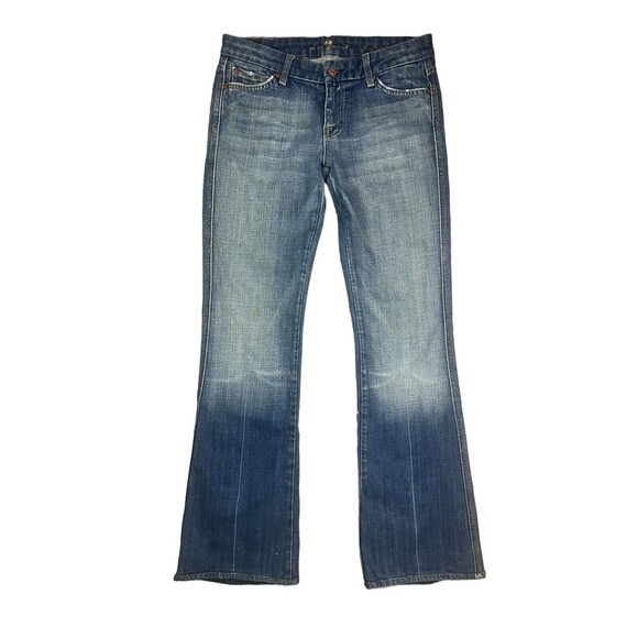 7 for all Mankind Boot Jeans  Women's Size 26  Lowrise 'A' Pocket w Rhinestones - Picture 2 of 15